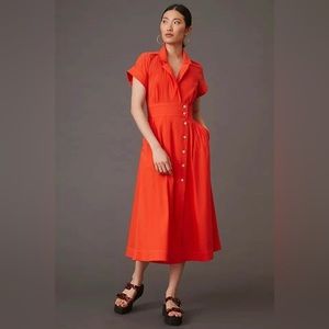 Maeve by Anthropologie Poplin Midi Shirt Dress